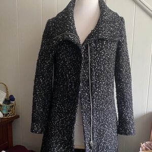 Club Monaco Black and White Tweed Trench Coat